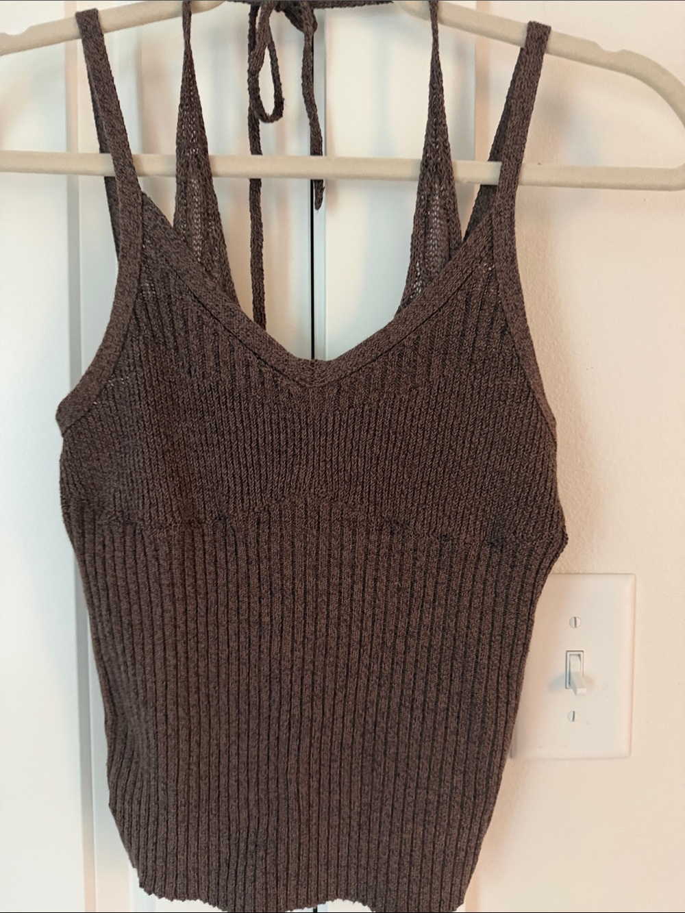 pistola Brown Ribbed V-Neck Knit Tank